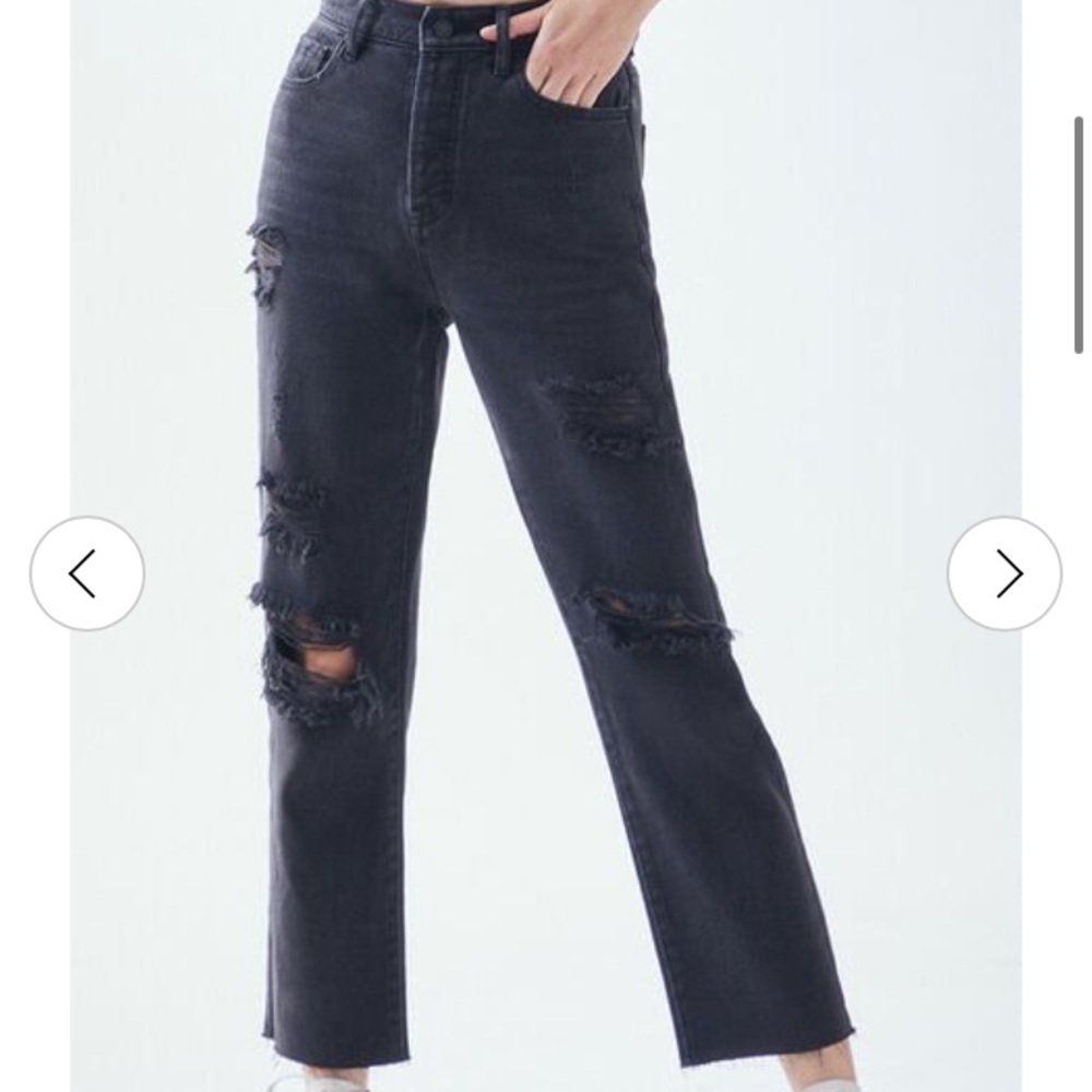 PACSUN MOM RIPPED JEANS DARK GREY